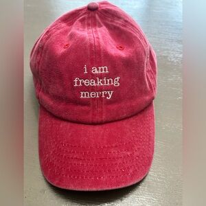 Primitives By Kathy "I Am Freaking Merry" Red Distressed Baseball Hat Cap Unisex